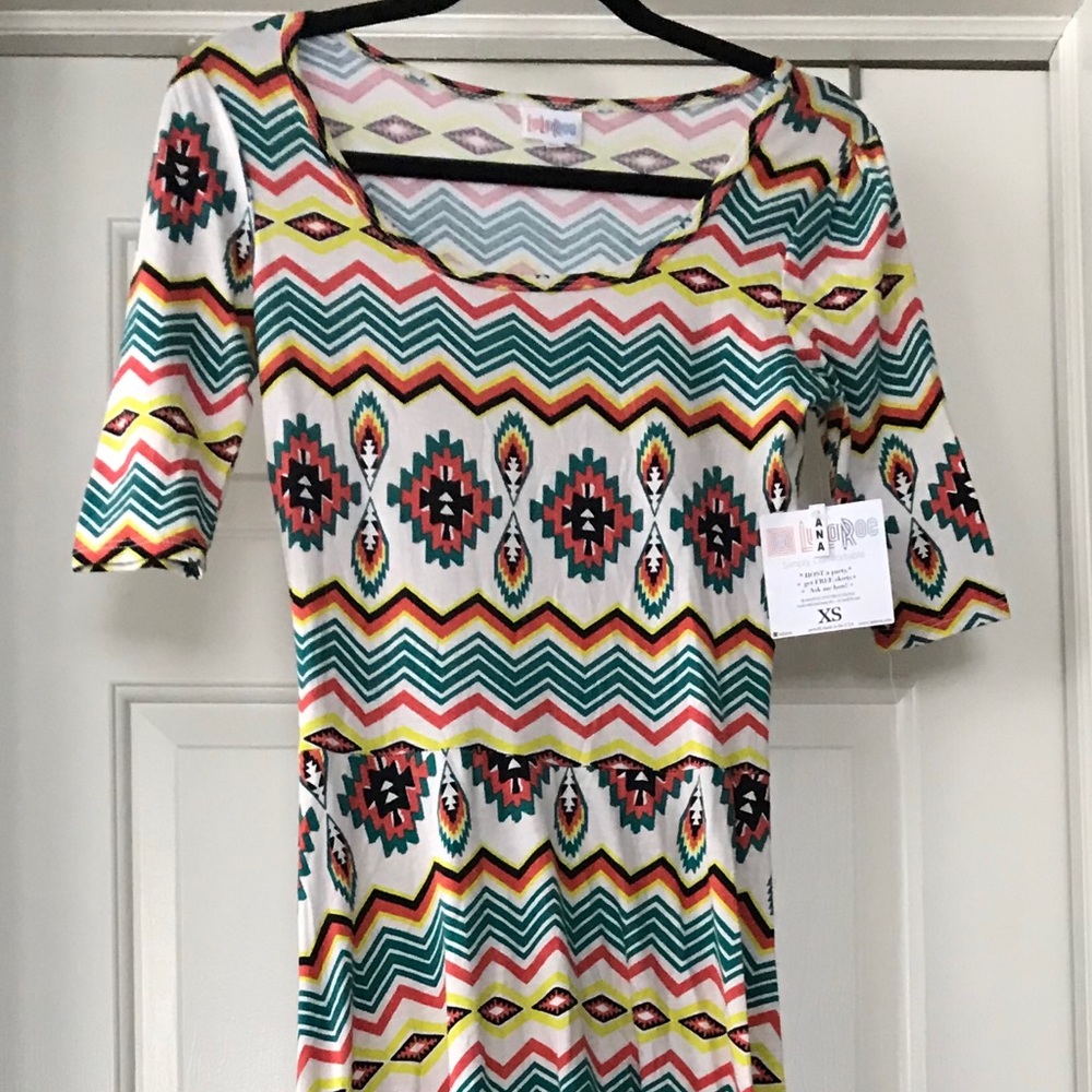 LuLaRoe XS Aztec Ana Dress NWT Vintage Black Label